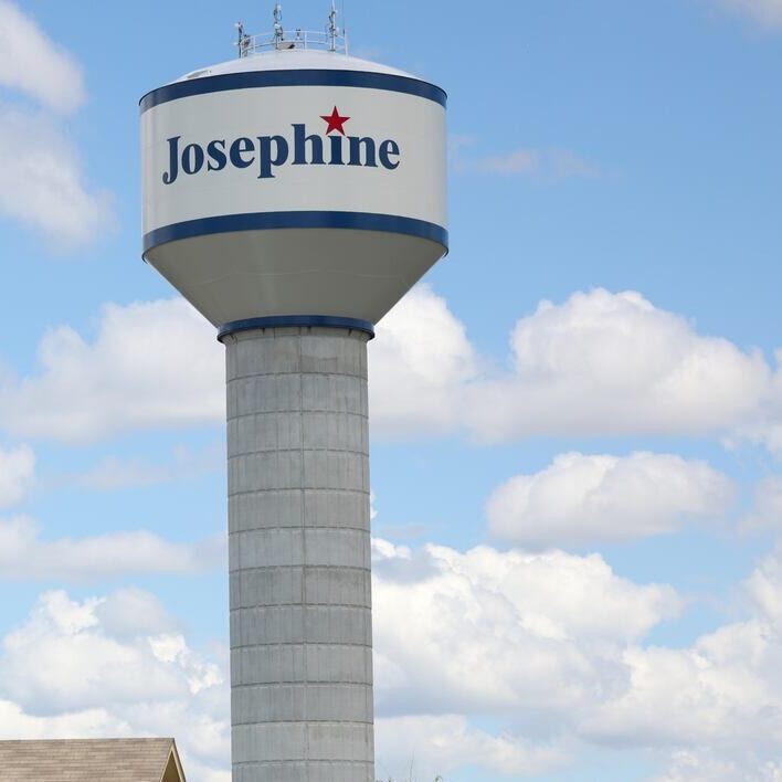 Josephine water tower overlooking the growing community in Southeast Collin County